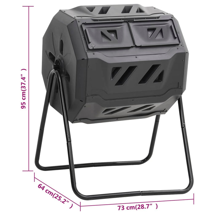 Recipient de compost de grădină, negru, 73x64x95 cm, 160 L - WALTI WALTI