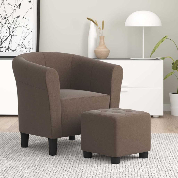 Fotoliu cu taburet pentru picioare, gri taupe, material textil WALTI