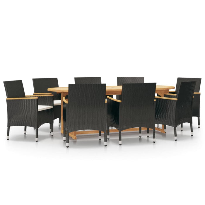 Set mobilier de grădină cu perne, negru, 9 piese WALTI