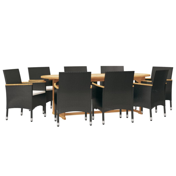 Set mobilier de grădină cu perne, negru, 9 piese WALTI