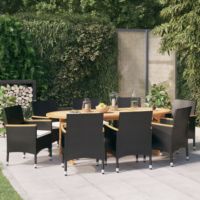 Set mobilier de grădină cu perne, negru, 9 piese WALTI