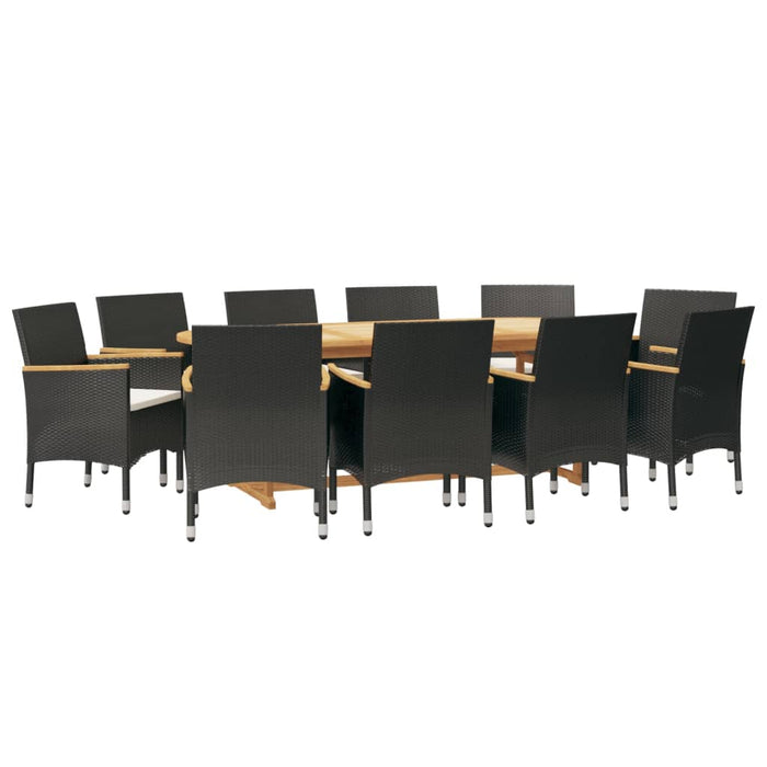 Set mobilier de grădină cu perne, negru, 11 piese WALTI