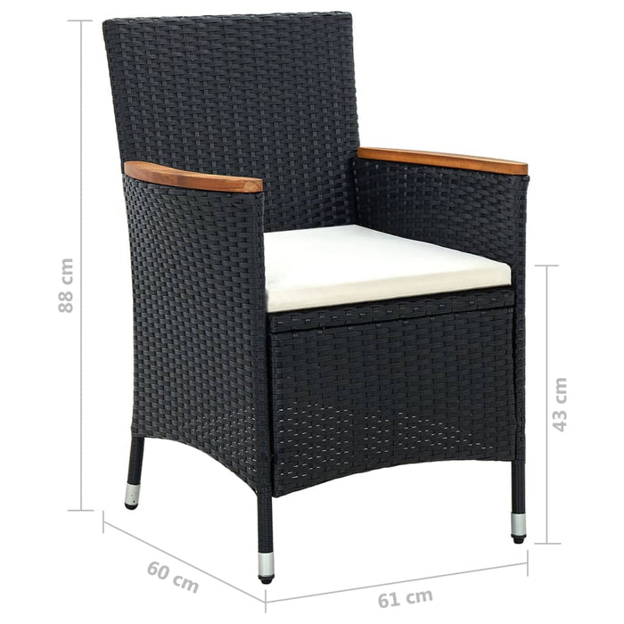 Set mobilier de grădină cu perne, negru, 11 piese WALTI