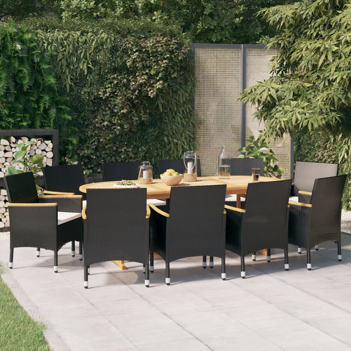 Set mobilier de grădină cu perne, negru, 11 piese WALTI