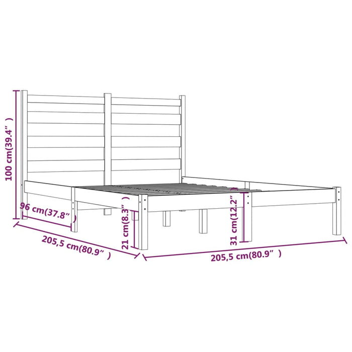 Cadru de pat, gri, 200x200 cm, lemn masiv de pin - WALTI WALTI