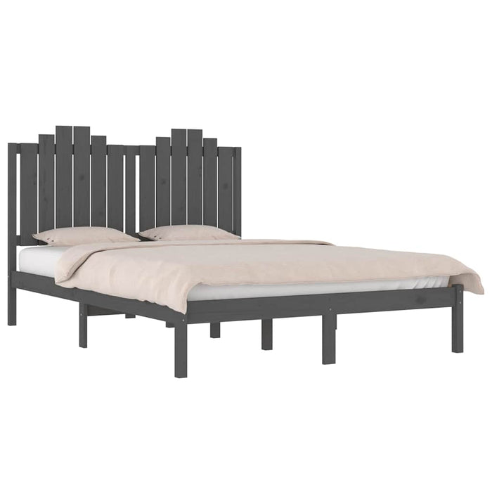 Cadru de pat mic dublu, gri, 120x190 cm, lemn masiv de pin WALTI