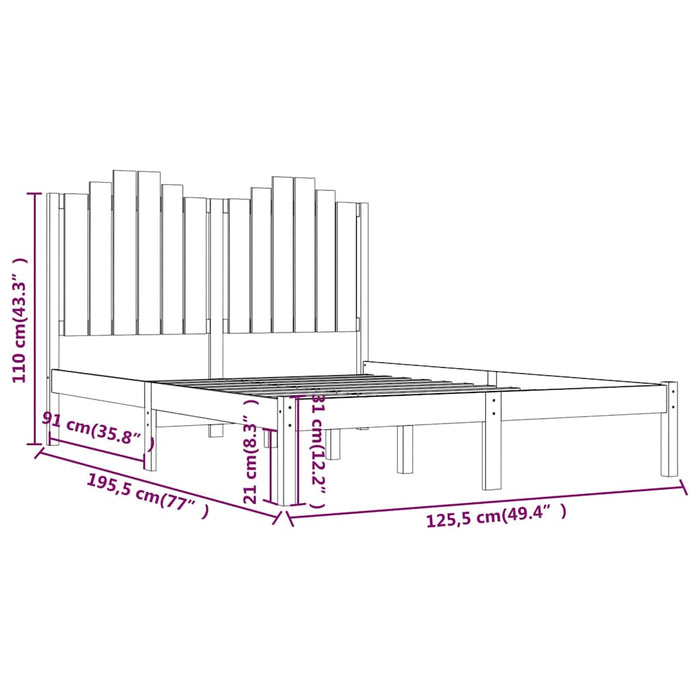 Cadru de pat mic dublu, gri, 120x190 cm, lemn masiv de pin WALTI
