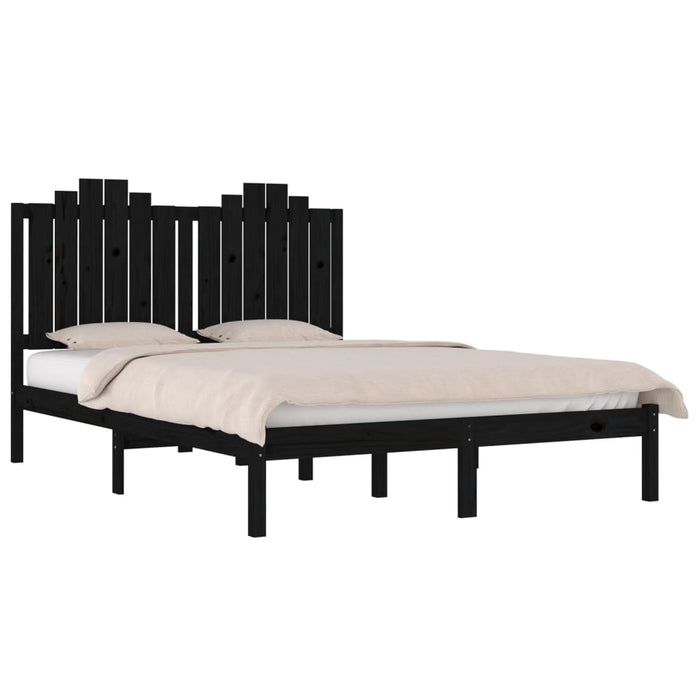 Cadru de pat, negru, 140x190 cm, lemn masiv de pin WALTI