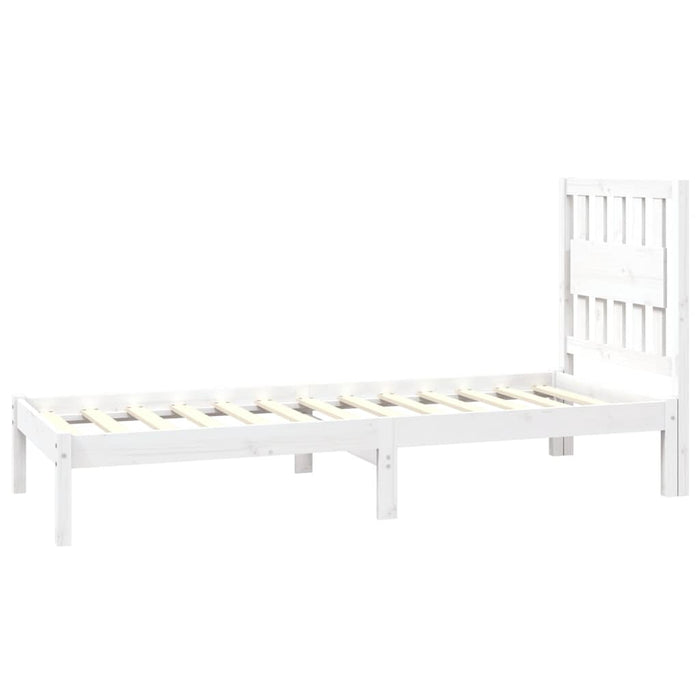 Cadru de pat mic single, alb, 75x190 cm, lemn masiv de pin WALTI