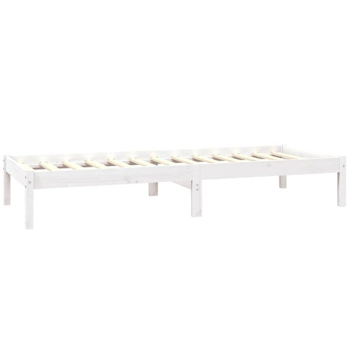 Cadru de pat mic single, alb, 75x190 cm, lemn masiv de pin WALTI