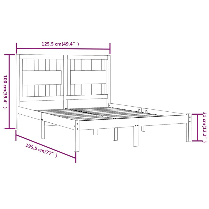 Cadru de pat mic dublu, negru, 120x190 cm, lemn masiv de pin WALTI