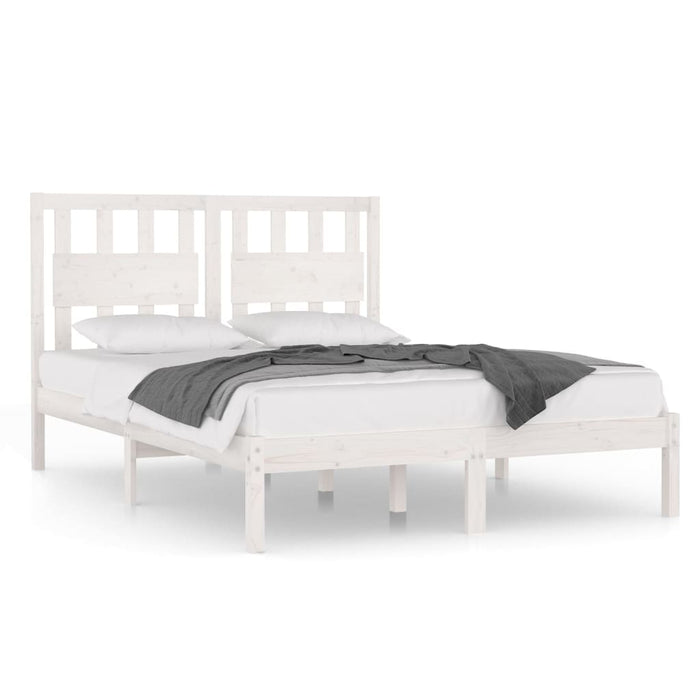 Cadru de pat dublu, alb, 135x190 cm, lemn masiv de pin WALTI