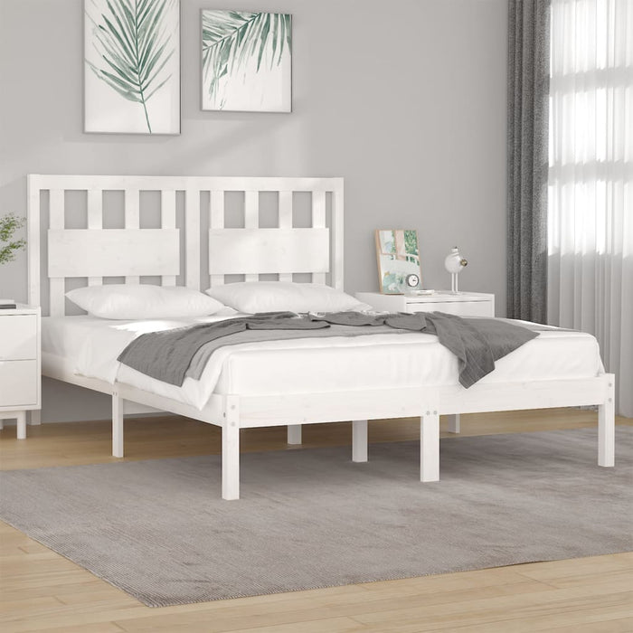 Cadru de pat dublu, alb, 135x190 cm, lemn masiv de pin WALTI