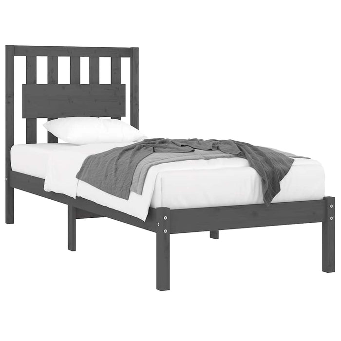 Cadru de pat, gri, 90x200 cm, lemn masiv de pin WALTI