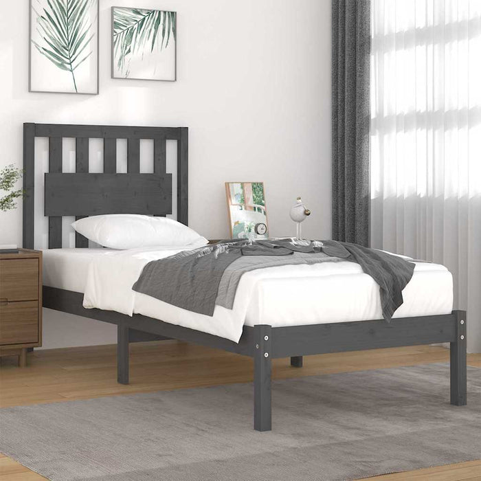 Cadru de pat, gri, 90x200 cm, lemn masiv de pin WALTI