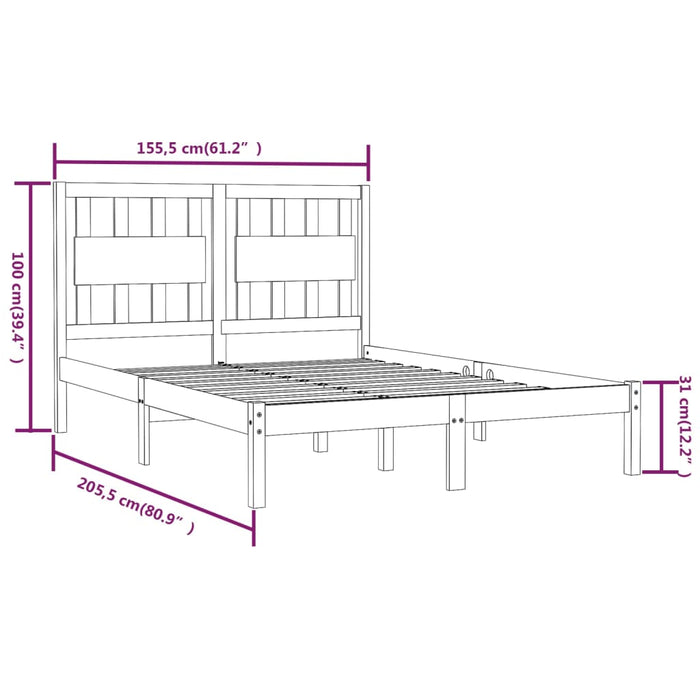 Cadru de pat King Size, alb, 150x200 cm, lemn masiv de pin WALTI