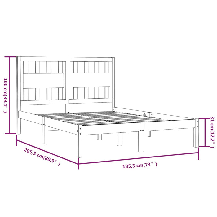 Cadru de pat Super King, 180x200 cm, lemn masiv de pin WALTI