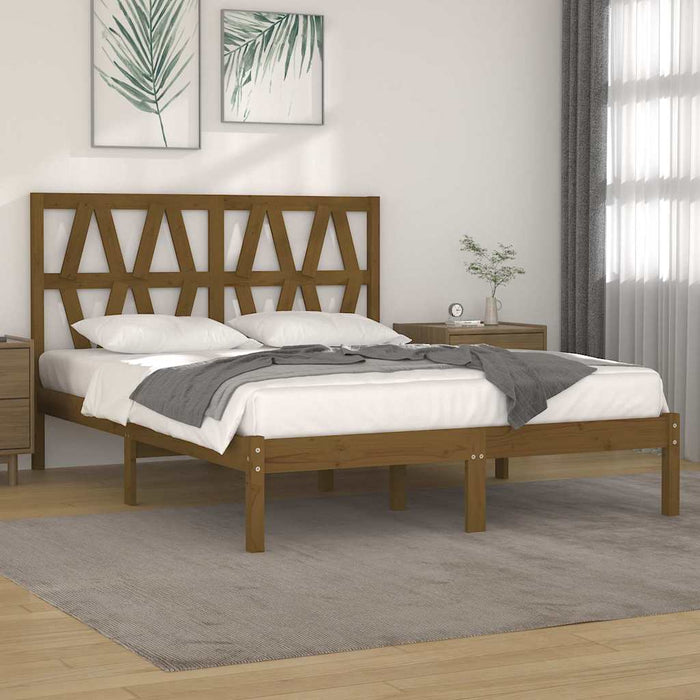 Cadru de pat, maro miere, 140x190 cm, lemn masiv de pin WALTI