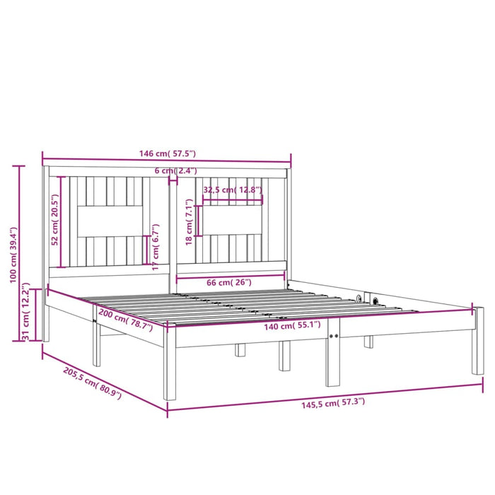 Cadru pat, alb, 140x200 cm, lemn masiv de pin WALTI