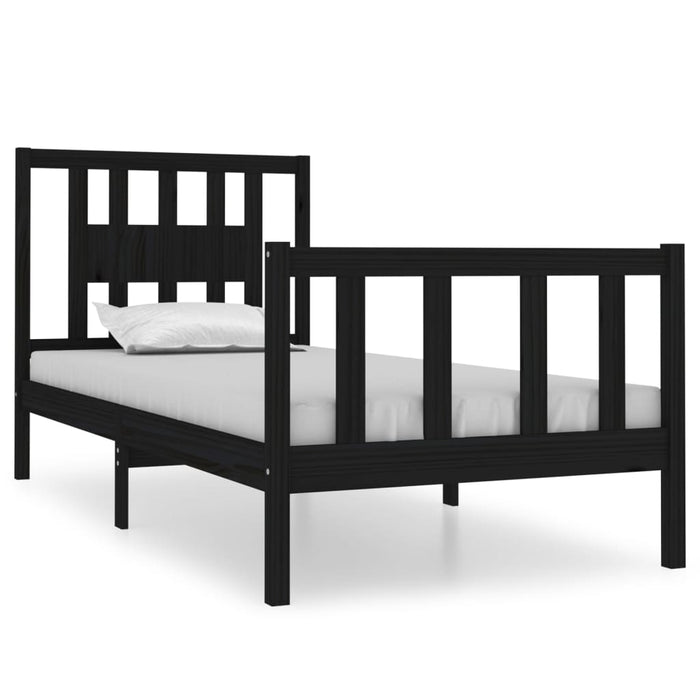 Cadru de pat mic single, negru, 75x190 cm, lemn masiv - WALTI WALTI