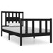 Cadru de pat mic single, negru, 75x190 cm, lemn masiv - WALTI WALTI