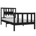 Cadru de pat mic single, negru, 75x190 cm, lemn masiv - WALTI WALTI