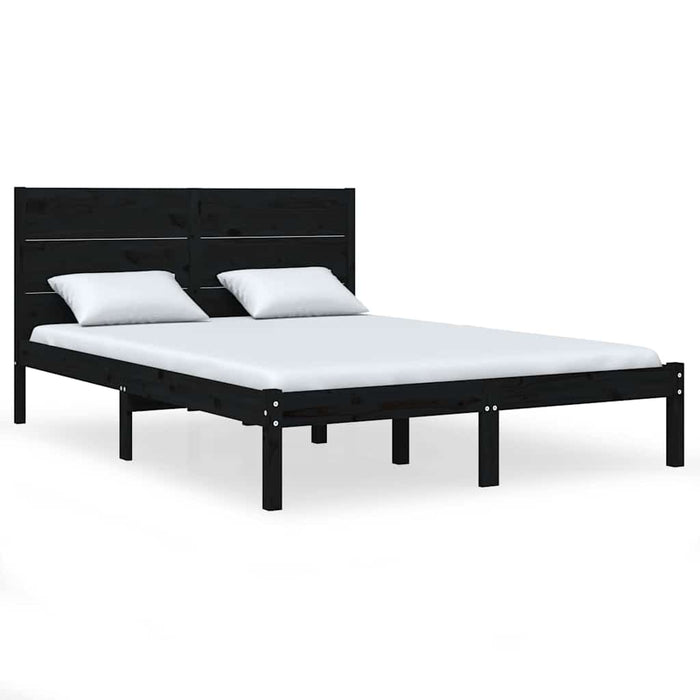 Cadru de pat, negru, 140x190 cm, lemn masiv de pin WALTI