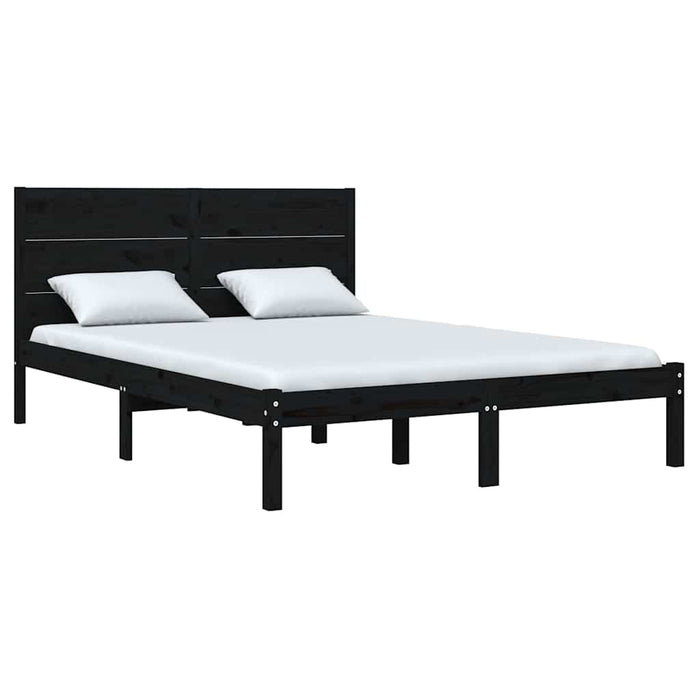 Cadru de pat, negru, 140x190 cm, lemn masiv de pin WALTI