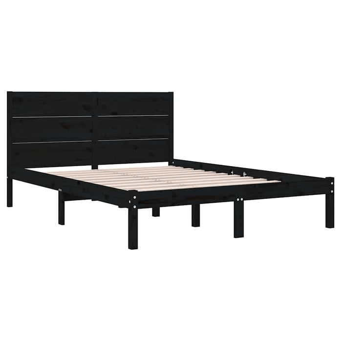 Cadru de pat, negru, 140x190 cm, lemn masiv de pin WALTI