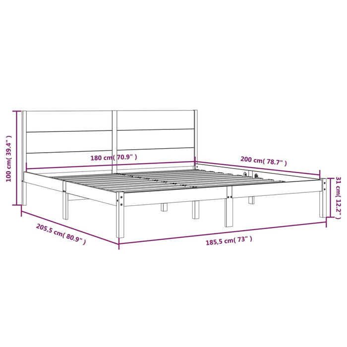 Cadru de pat Super King, 180x200 cm, lemn masiv WALTI