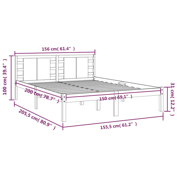 Cadru de pat King Size, alb, 150x200 cm, lemn masiv WALTI