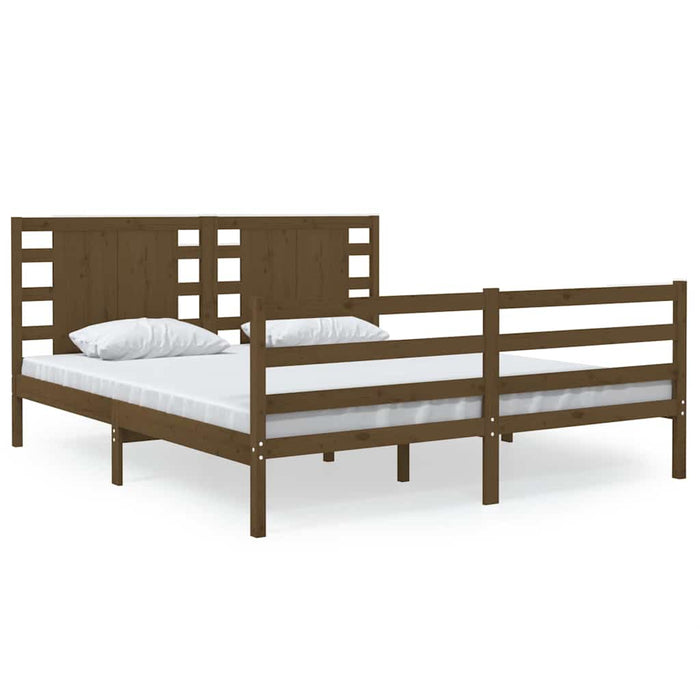 Cadru de pat King Size, maro miere, 150x200 cm, lemn masiv pin WALTI
