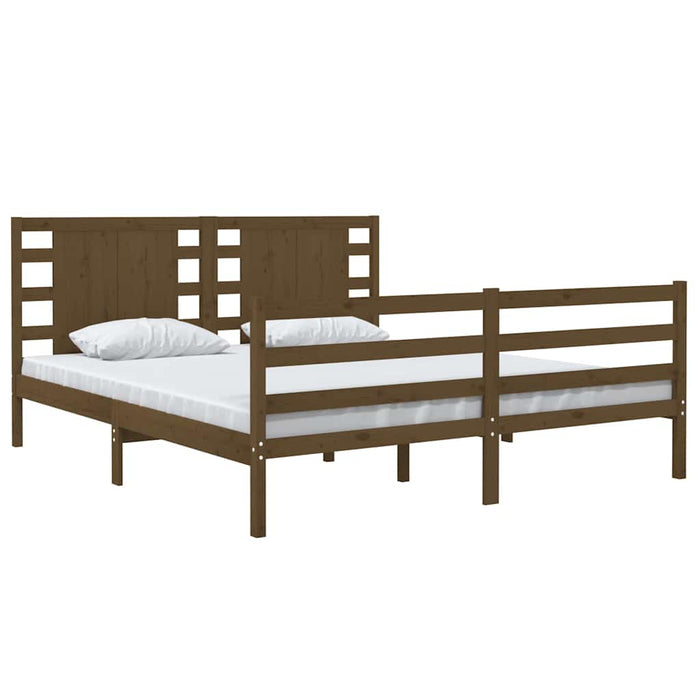 Cadru de pat King Size, maro miere, 150x200 cm, lemn masiv pin WALTI