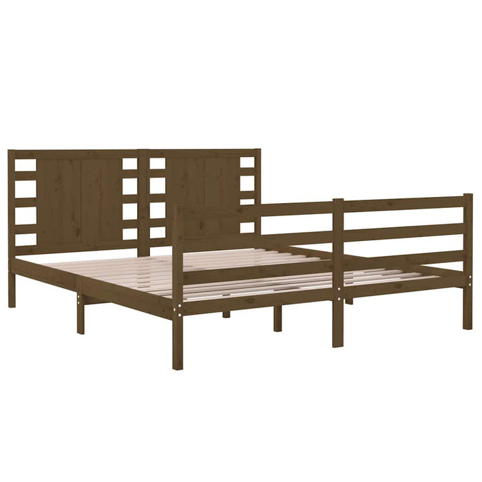 Cadru de pat King Size, maro miere, 150x200 cm, lemn masiv pin WALTI