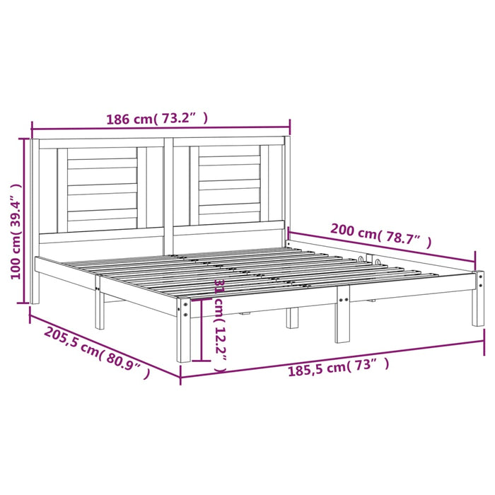Cadru de pat Super King, alb, 180x200 cm, lemn masiv WALTI