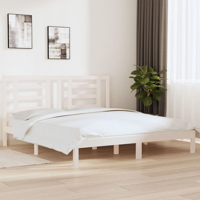 Cadru de pat Super King, alb, 180x200 cm, lemn masiv WALTI