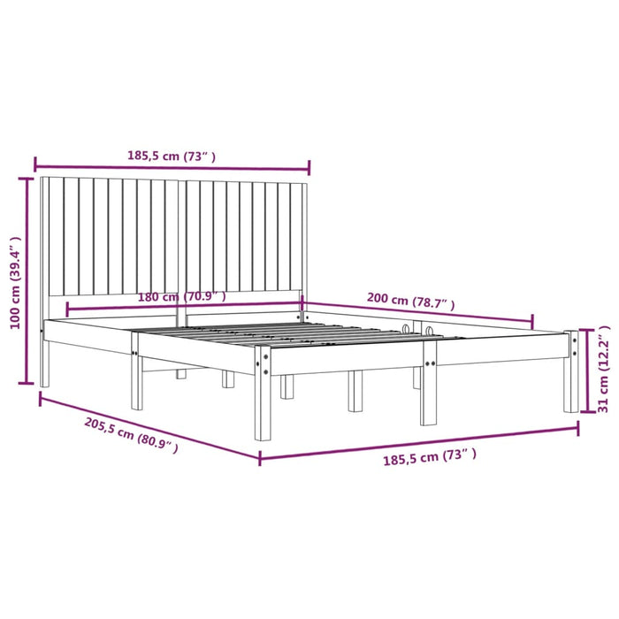 Cadru de pat Super King, 180x200 cm, lemn masiv - WALTI WALTI