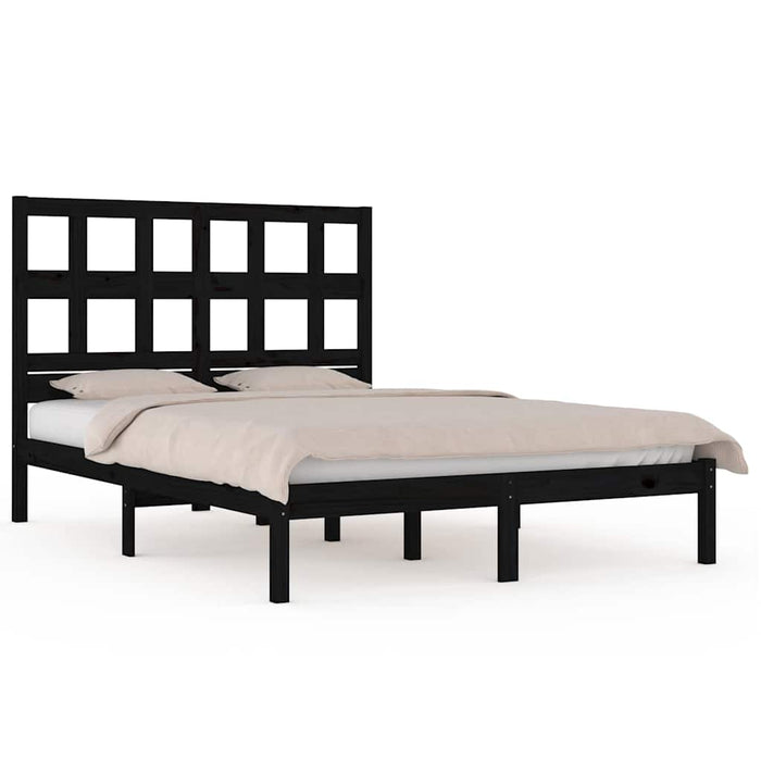 Cadru de pat King Size, negru, 150x200 cm, lemn masiv de pin WALTI