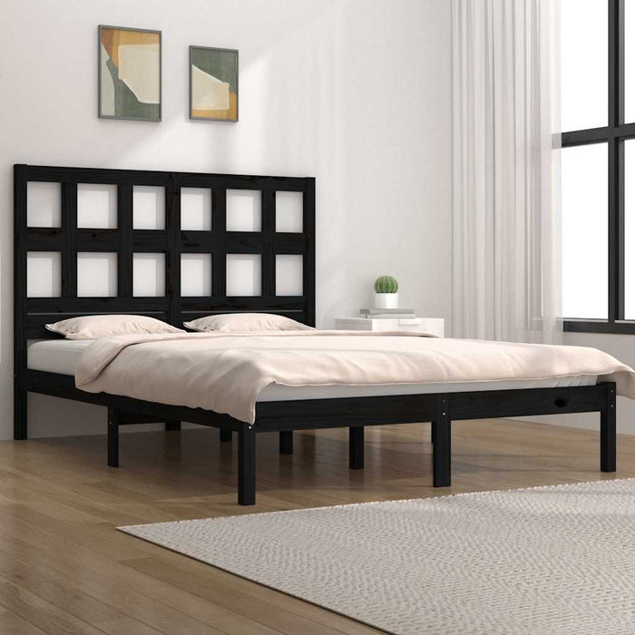 Cadru de pat King Size, negru, 150x200 cm, lemn masiv de pin WALTI