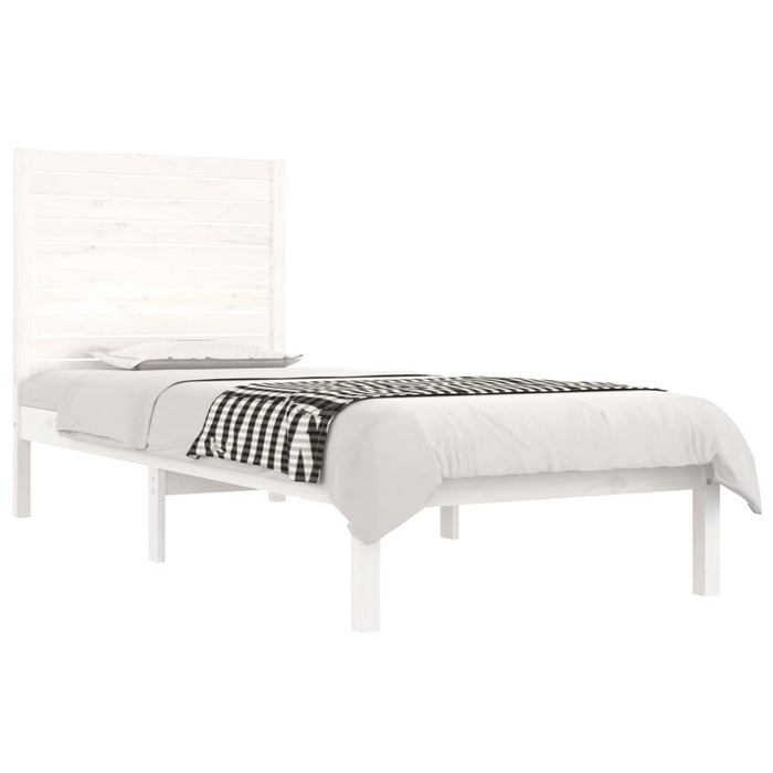 Cadru de pat single, alb, 90x190 cm, lemn masiv WALTI