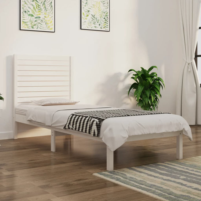 Cadru de pat single, alb, 90x190 cm, lemn masiv WALTI