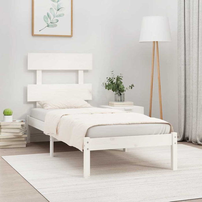 Cadru de pat single, alb, 90x190 cm, lemn masiv - WALTI WALTI