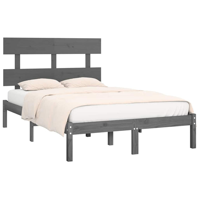 Cadru de pat dublu, gri, 135x190 cm, lemn masiv WALTI