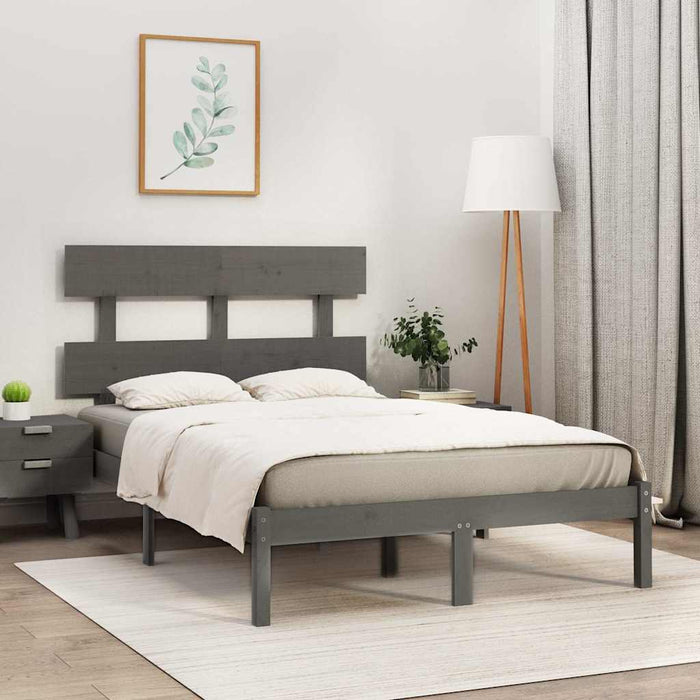 Cadru de pat dublu, gri, 135x190 cm, lemn masiv WALTI