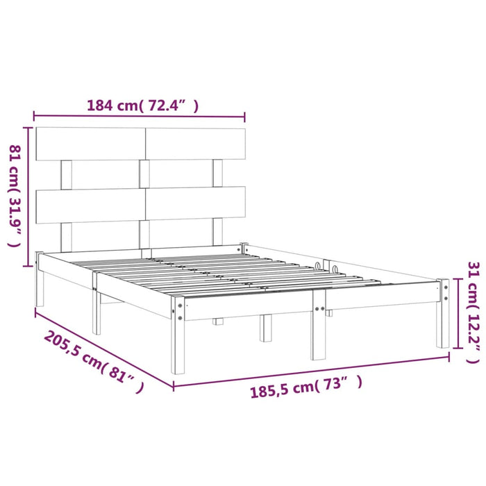 Cadru de pat Super King, alb, 180x200 cm, lemn masiv WALTI