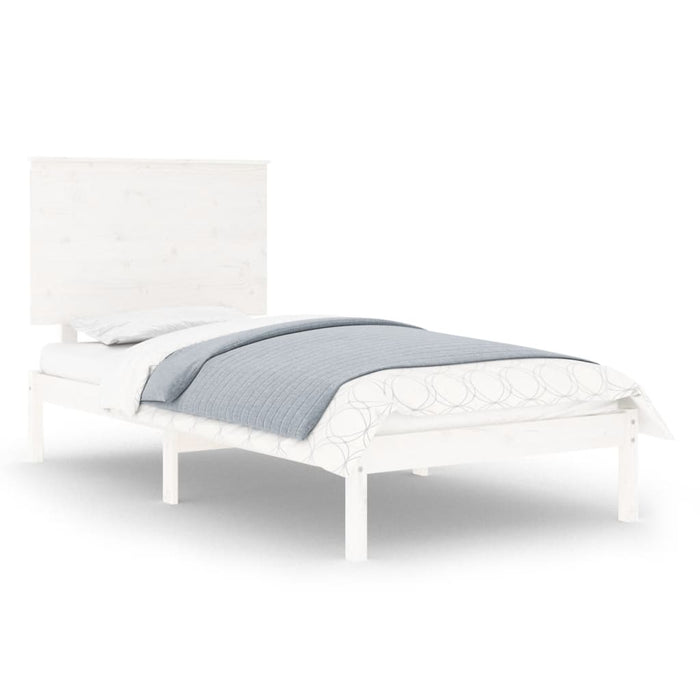 Cadru de pat single, alb, 90x190 cm, lemn masiv WALTI