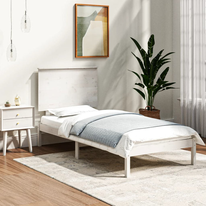 Cadru de pat single, alb, 90x190 cm, lemn masiv WALTI