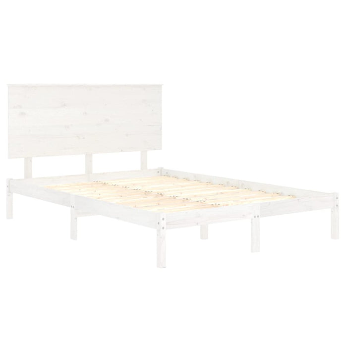 Cadru de pat mic dublu, alb, 120x190 cm, lemn masiv WALTI