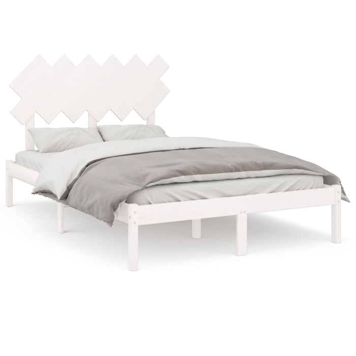 Cadru de pat mic dublu, alb, 120x190 cm, lemn masiv WALTI