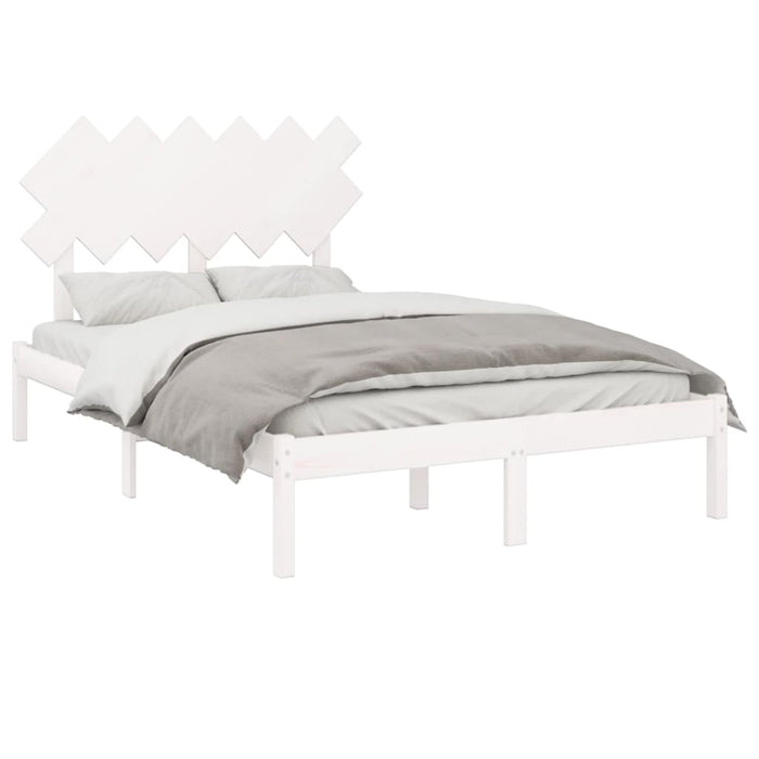 Cadru de pat mic dublu, alb, 120x190 cm, lemn masiv WALTI